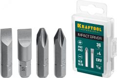 Биты для ударной отвертки 4 шт 36 мм, 25551 KRAFTOOL
