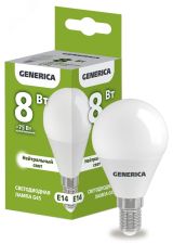 Лампа светодиодная G45 шар 8Вт 230В 4000К E14 GENERICA LL-G45-08-230-40-E14-G IEK