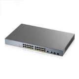 Коммутатор управляемый L2 Smart 24 порта PoE+ 100/1000 Мб/с, 2xSFP/RJ-45, 375 Вт 124566 Zyxel