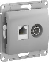 GLOSSA РОЗЕТКА двойная ТВ + компьютерная RJ45, кат. 5Е, АЛЮМИНИЙ GSL000389 Systeme Electric