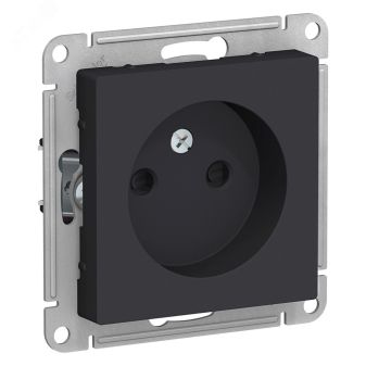 Розетка ATLASDESIGN без заземления со шторками 16А механизм карбон ATN001049 Systeme Electric