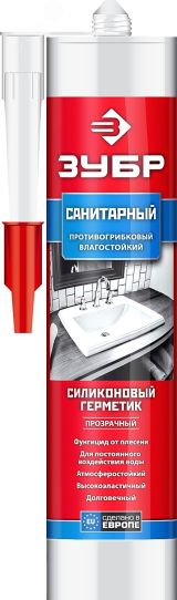 Герметик санитарный силиконовый 280 мл прозрачный 41235-2 ЗУБР