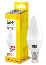 Лампа LED ALFA C35 свеча 8Вт 230В 3000К E14 (6шт) IEK LLA-C35-8-230-30-E14-6 IEK