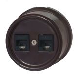 Розетка Лизетта RJ45 информационная двойная, керамика, цвет коричневый B1-302-02 Bironi
