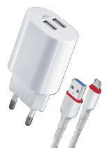 Зарядное устройство сетевое UPC-22, 2xUSB, 5V/2.1А, кабель micro-USB 83678 Defender