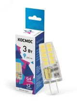 Светодиодная лампа LED 3Вт 12В G4 4500К белый, силикон, 190 лм, КОСМОС LksmLED3wJCG412v45 Космос