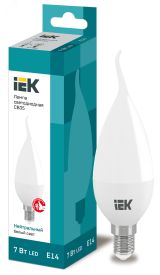 Лампа светодиодная CB35 свеча на ветру 7Вт 230В 4000К E14 IEK LLE-CB35-7-230-40-E14 IEK