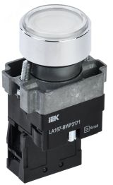 Кнопка LA167-BWF3171 d=22мм RC 1з с подсвет. белая BBT20-BWF3171-1-12-67-K01 IEK