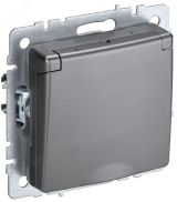 BRITE Розетка с заземлением с защитными шторками и крышкой 16А IP44 РСбш10-3-44-БрС сталь BR-R16-16-44-K46 IEK
