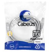 Патч-корд S/FTP, категория 6а (10G), 2xRJ45/8p8c, экранированный, серый, LSZH, 3м 7904c Cabeus