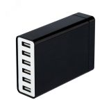 Устройство сетевое зарядное 6хUSB, 1000mA, черное, 16-0287 REXANT