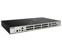 Коммутатор управляемый L3 28 портов, 20хSFP 1000 Мб/с, 4хRJ45/SFP+, 4хSFP+ 105839 D-Link