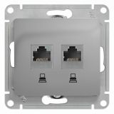 Розетка Glossa двойная компьютерная RJ45 + RJ45 кат.5E механизм алюминий GSL000385KK Systeme Electric