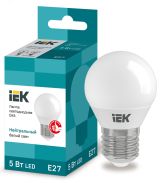 Лампа светодиодная G45 шар 5Вт 230В 4000К E27 IEK LLE-G45-5-230-40-E27 IEK
