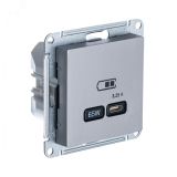 ATLASDESIGN USB РОЗЕТКА тип-C 65W высокоскор.заряд. QC, PD, механизм, СТАЛЬ ATN000927 Systeme Electric