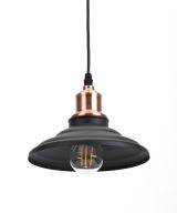 Светильник подвесной декоративный PL4 BK/RC металл, E27, max 60W, d203 мм, шагрень черный/медь (10/210) Б0037438 ЭРА