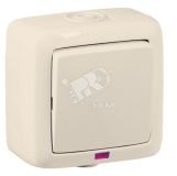 Выключатель одноклавишный наружный с индикацией слоновая кость IP44 16А ВА16-212-01 HEGEL