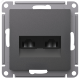 ATLASDESIGN РОЗЕТКА двойная компьютерная RJ45+RJ45, кат.5Е, механизм, БАЗАЛЬТ ATN001485 Systeme Electric