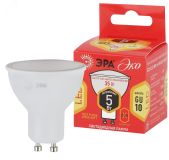 Лампа светодиодная ECO LED MR16-5W-827-GU10 (диод, софит, 5Вт, тепл, GU10) (10/100/4000) Б0019062 ЭРА