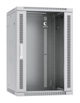Шкаф телекоммуникационный настенный разобранный 19' 18U 600x600x901mm (ШхГхВ) дверь стекло, цвет серый (RAL 7035) 10740c Cabeus