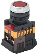 Кнопка красная ABLFS-22 1з+1р плоская с подсветкой неон 240В BBT30-ABLFS-K04 IEK