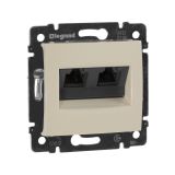 VALENA Розетка компьютерная RJ45х2 в рамку категория 5е слоновая кость 774131 Legrand/Daccord
