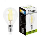 Лампа светодиодная LED 11вт Е14 белый шар FILAMENT 38014 FERON