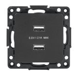 Стокгольм Механизм Розетки USB 2-местной 2,1А черный EZR16-028-10-2USB EKF