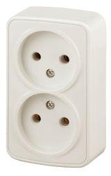 Розетка 2х2P, 16A-250В, ОУ, Polo, сл.кость, 3-203-02 Б0036129 ЭРА
