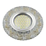 DLS-L146 GU5.3 GLASSY/GOLD Светильник декоративный встраиваемый, серия Luciole. Без лампы, цоколь GU5.3. Доп. светодиодная подсветка 3Вт. Стекло. Зеркальный/прозрачный+светло-желтый. ТМ Fametto UL-00003894 Uniel