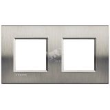LivingLight Рамка прямоугольная 2 поста Фактурная сталь LNA4802M2ACS BTicino