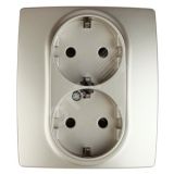 Розетка 2X2P+E Schuko со шторками, 16A-250В, Эра12, шампань, 12-2104-04 Б0014702 ЭРА