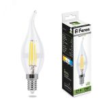 Лампа светодиодная LED 7вт Е14 белый свеча на ветру FILAMENT 25781 FERON