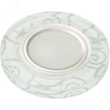 DLS-L202 GU5.3 CHROME/WHITE Светильник декоративный встраиваемый, серия Luciole. Без лампы. Доп.подсветка 3Вт. Металл, цвет хром. Отделка стекло белое с серебром. ТМ Fametto. UL-00000377 Uniel
