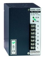 Блок питания промышленный. DC12V, 12,5A(150W). Диапазон входных напряжений AC100-240V. КПД 80% 00011173 OSNOVO
