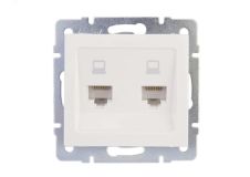 Розетка RAIN компьютерная двойная белая механизм 703-0288-141 Lezard