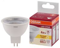 Лампа светодиодная LED 4Вт GU5.3 3000К 300лм 230V CL MR16 (замена 35Вт) OSRAM LS 4058075481107 LEDVANCE