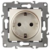 Розетка 2P+E Schuko, 16A-250В, б.л., Эра12, шампань, 12-2001-04 Б0014684 ЭРА