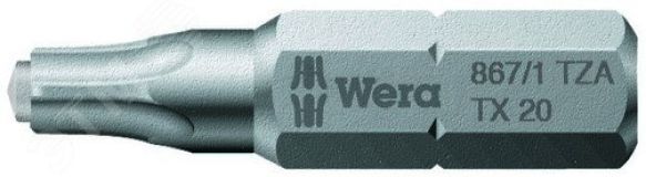 Бита 867/1 ZA SPAX T-STAR plus (TORX с цапфой) вязкая твердость хвостовик 1/4 C 6.3 TX 25 x 25 мм WE-066083 Wera