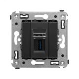 Avanti USB 3.0 розетка одинарная в стену, тип А-А, , Черный матовый 4412303 DKC