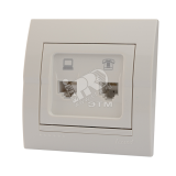 DERIY Розетка RJ45+RJ11 белый 702-0202-143 Lezard