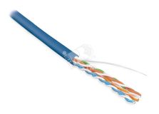 Кабель витая пара неэкран. U/UTP категория 5e 4 пары (24 AWG) одножильный (solid) LSZH синий 273506 Hyperline