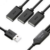 Хаб USB 2.0 на 3 порта, 0.35 м., гибкий, черный 1000636956 Greenconnect