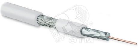 Кабель коаксиальный SAT703N 75 Ом жила - 17 AWG (1.13 мм медь solid) экран - фольга+оплетка (луженная медь 45%) общий диаметр 6.6мм изоляция PVC белый (бухта 500 м) 49103 Hyperline