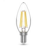 Лампа светодиодная филаментная LED 4 Вт 480 лм 3000К свеча теплый E14 AC 230В IP20 Basic Gauss 50312142 GAUSS