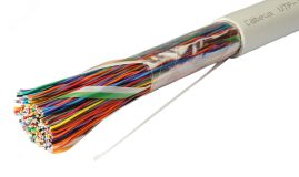 Кабель витая пара UTP-50P-Cat.3-IN UTP (U/UTP), категория 3, 50 пар (24 AWG), одножильный (solid), PVC нг(А)-LS 7282c Cabeus