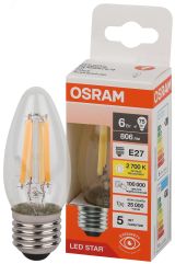 Лампа светодиодная филаментная LED Star Свеча 6Вт (замена 75Вт), 806Лм, 4000К, цоколь E27 OSRAM 4058075687882 LEDVANCE