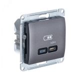 GLOSSA USB РОЗЕТКА тип-C 65W высокоскор.заряд. QC, PD, механизм, ГРАФИТ GSL001327 Systeme Electric