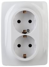 Розетка 2X2P+E Schuko со шторками , 16А-250В, б.л., Эра12, белый, 12-2008-01 Б0038812 ЭРА