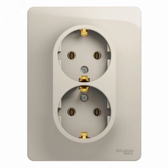 GLOSSA розетка двойная с заземлением в сборе молочный GSL000924 Systeme Electric